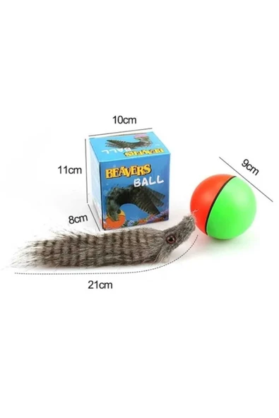 Beavers Ball Hareketli Sesli Peluş Toplu Fare Pilli Kedi Oyuncağı - 2