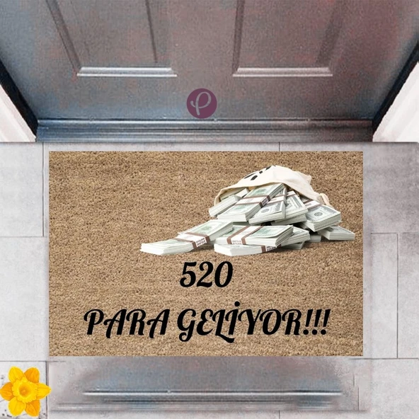 P Parla Kapı Önü Paspası Dekoratif Dijital Baskı 520 Para P-2479