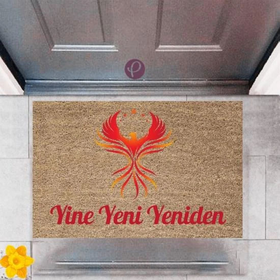 P Parla Kapı Önü Paspası Dekoratif Dijital Baskı Yine Yeni Yeniden P-2377