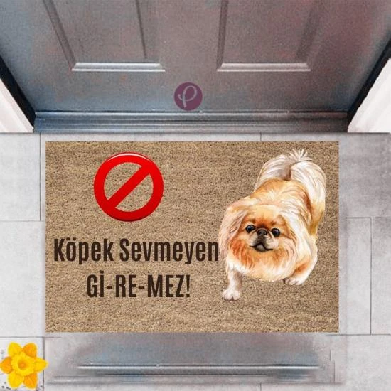 P Parla Kapı Önü Paspası Dekoratif Dijital Baskı Köpek Sevmeyen Giremez P-2376