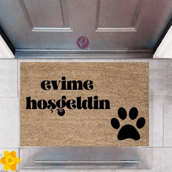 P Parla Kapı Önü Paspası Dekoratif Dijital Baskı Evime Hoşgeldin P-2426