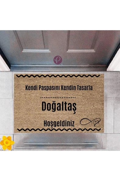 P Parla Kapı Önü Paspası Dekoratif Dijital Baskı Doğaltaş P-2516
