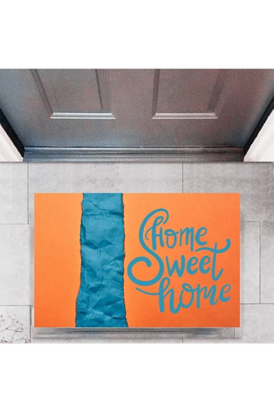 P Parla Kapı Önü Paspası Dekoratif Dijital Baskı Home Sweet Home P-2328