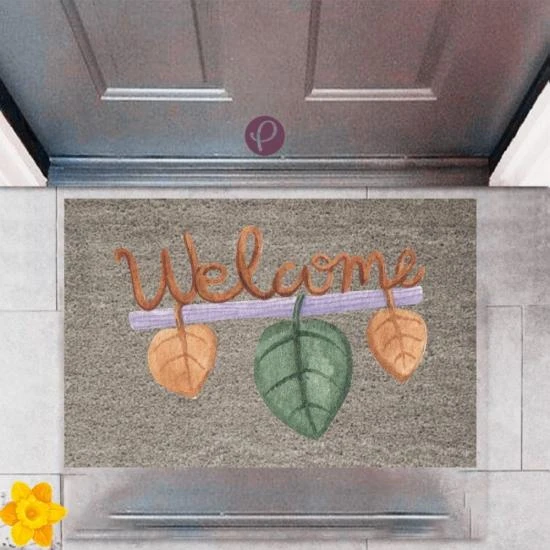 P Parla Kapı Önü Paspası Dekoratif Dijital Baskı Welcome P-2353