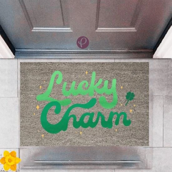 P Parla Kapı Önü Paspası Dekoratif Dijital Baskı Lucky Charm P-2359