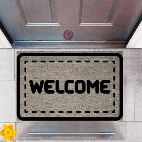 P Parla Kapı Önü Paspası Dekoratif Dijital Baskı Welcome P-2351