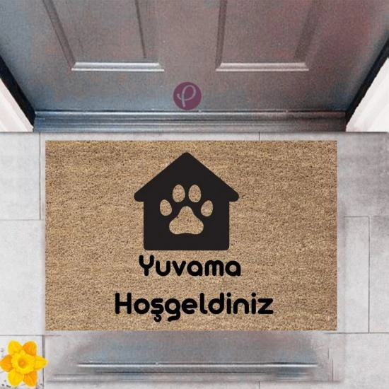 P Parla Kapı Önü Paspası Dekoratif Dijital Baskı Yuvama Hoşgeldiniz P-2423