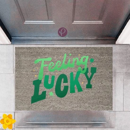 P Parla Kapı Önü Paspası Dekoratif Dijital Baskı Feeling Lucky P-2360