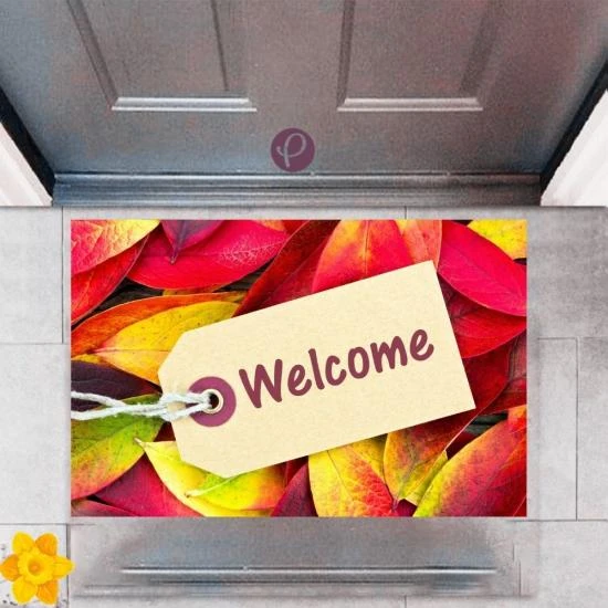 P Parla Kapı Önü Paspası Dekoratif Dijital Baskı Welcome P-2340