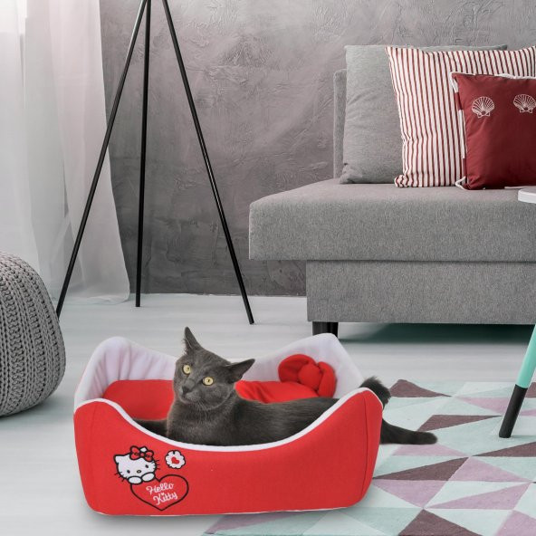 HELLO KITTY PET YATAĞI & MİNDERİ  KIRMIZI
