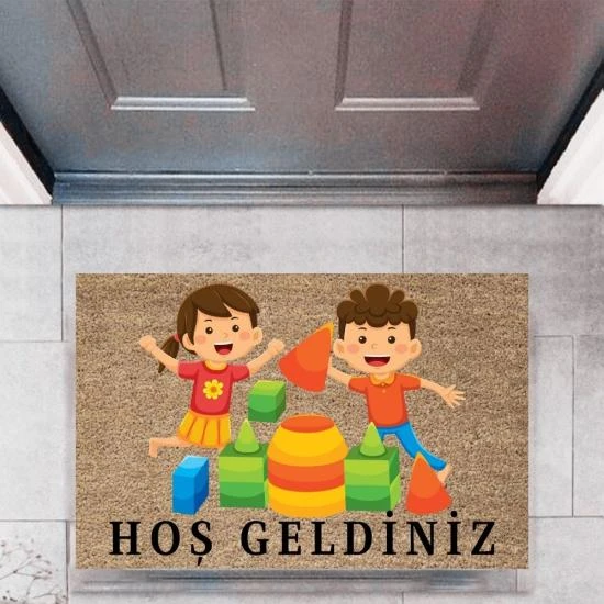 P Parla Kapı Önü Paspası Dekoratif Dijital Baskı ÇocuklarP-2718