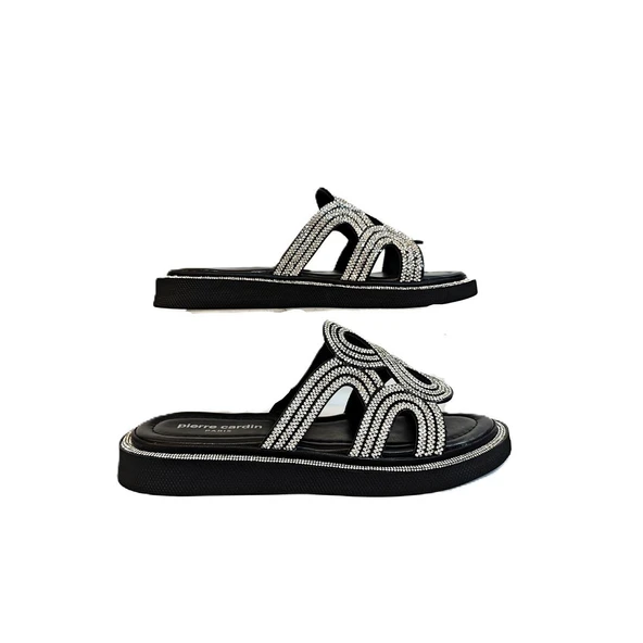 Pierre Cardin 7505 Siyah Renk Taşlı Bayan Terlik - 6