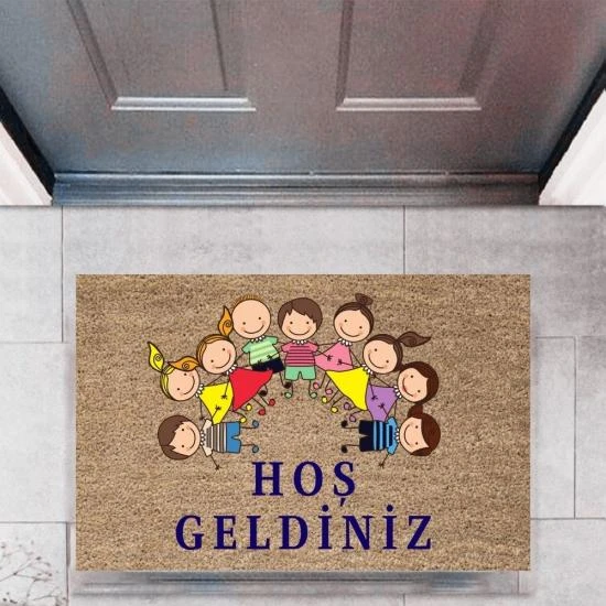 P Parla Kapı Önü Paspası Dekoratif Dijital Baskı ÇocuklarP-2716