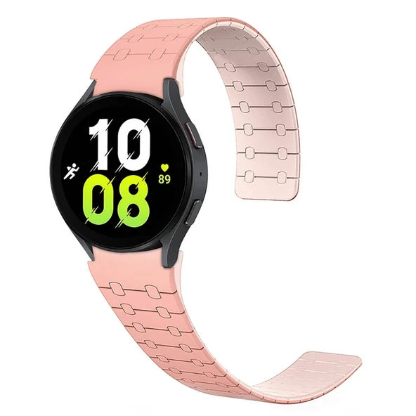Samsung Watch 6 44mm Uyumlu -111 20mm Çizgili Desenli Silikon Kordon