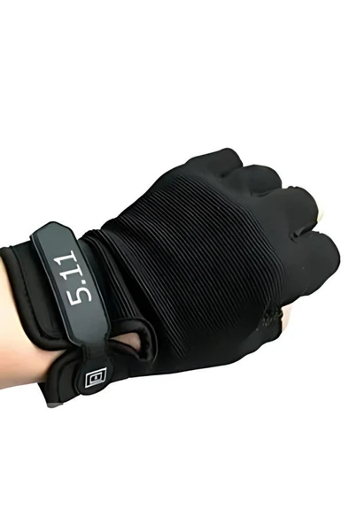 Single Sword Yarım Parmak Taktik Eldiven & Asker Polis Dağcı Avcı Sporcu Eldiveni - 12