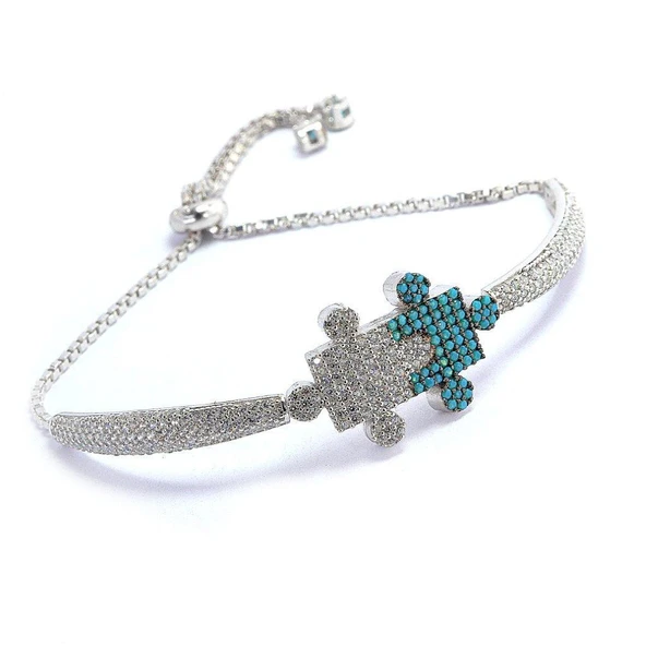 turkuaz ve zirkon taşlı yapboz asansörlü bileklik SGTL4255 ürün görseli