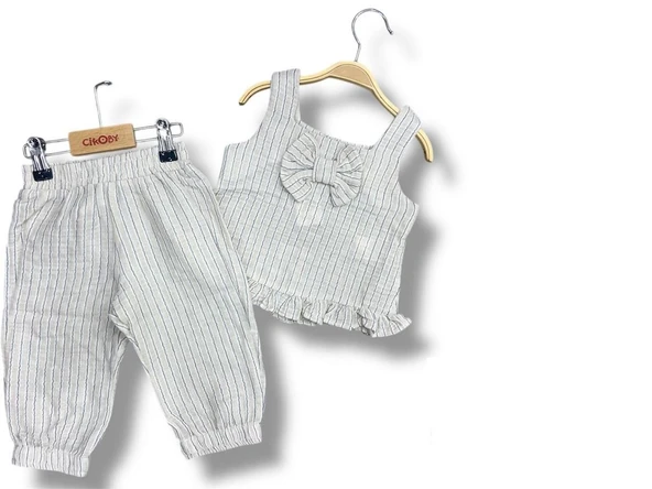 Fiyonklu Kız Bebek Bluz+ Pantolon Takım CK50563