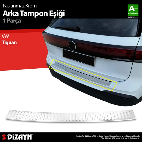 S-Dizayn VW Tiguan Krom Arka Tampon Eşiği 2024 Üzeri A+ Kalite - 7