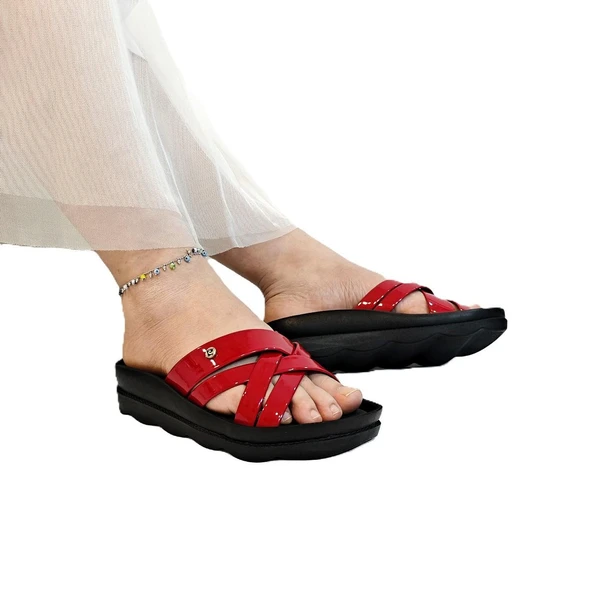 Pierre Cardin 7485 Kırmızı Rugan Bayan Terlik - Resim 13