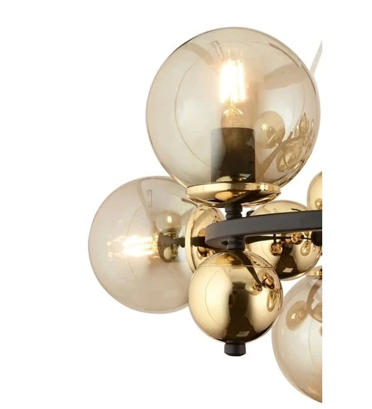 12Li Dikdörtgen Camlı Gold Modern Avize ve Camlı Sarkıt Salon Avize - 3