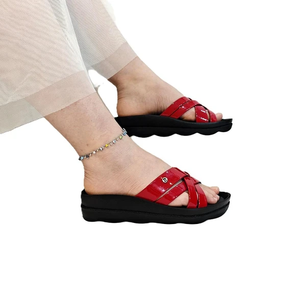 Pierre Cardin 7485 Kırmızı Rugan Bayan Terlik - Resim 11