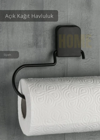 Yapışkanlı Kağıt Havluluk Paslanmaz Peçetelik Çelik Banyo Havluluk Düzenleyici Siyah - Resim 2