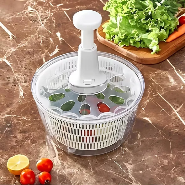 Manuel Üstten Basmalı Sebze Salata Kurutucu 5 Lt. ve Hamur Kesme Ruleti (7x16,5cm) - 6