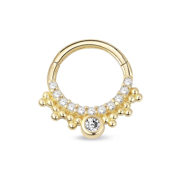 Tek Sıra Taşlı Top Toplu Altın Helix Piercing