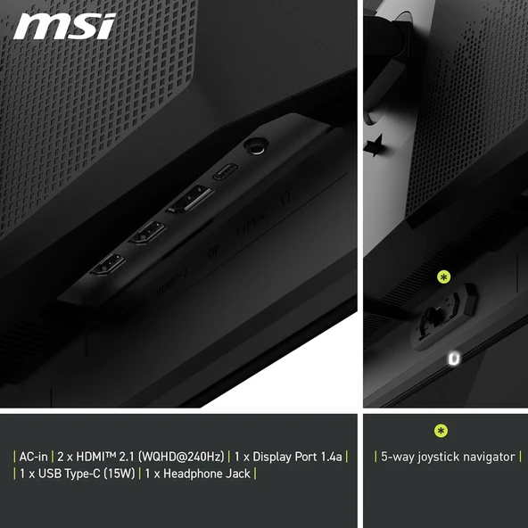 MSI MAG 271QPX QD-OLED E2 26.5" 0.03 ms 2K Pivot 240 Hz Oyuncu Monitörü - 4