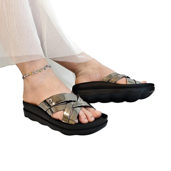 Pierre Cardin 7485 Platin Rugan Bayan Terlik - Resim 12