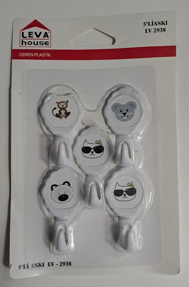 LEVA YAPIŞKANLI ASKI 5 Lİ HANGER LV-2938 ( KARIŞIK DESEN ) - 4