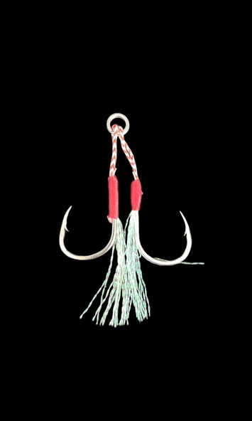 S.F. Jig Çiftli Assist İğnesi - 2 Adet Çiftli - Jig Yardımcı Kanca - ( 110 - 160 gr Arası Jigler Için ) - Resim 2