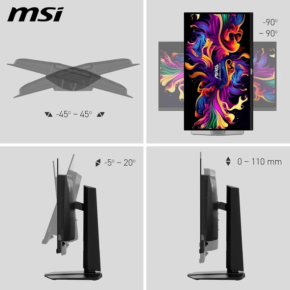 MSI MAG 271QPX QD-OLED E2 26.5" 0.03 ms 2K Pivot 240 Hz Oyuncu Monitörü - 3