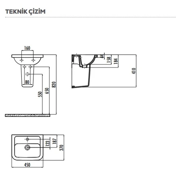 Creavit Ky045 Key Köşeli  Lavabo 36X45 Cm - 2