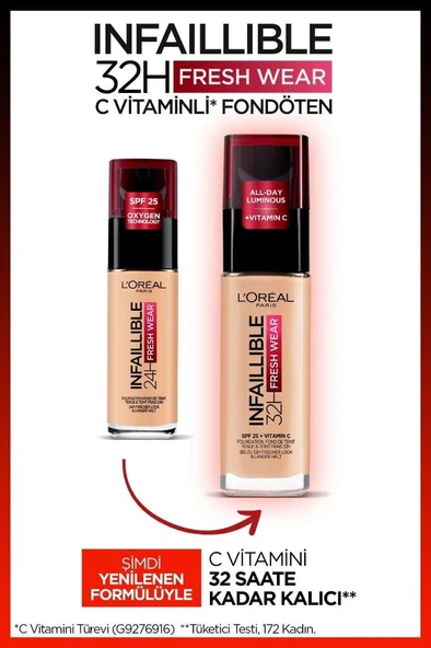 L'Oréal Paris Infaillible 145 32H Fresh Wear C Vitaminli Fondöten - 145 Rose Beige - 4