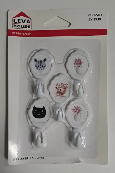 LEVA YAPIŞKANLI ASKI 5 Lİ HANGER LV-2938 ( KARIŞIK DESEN ) - 2