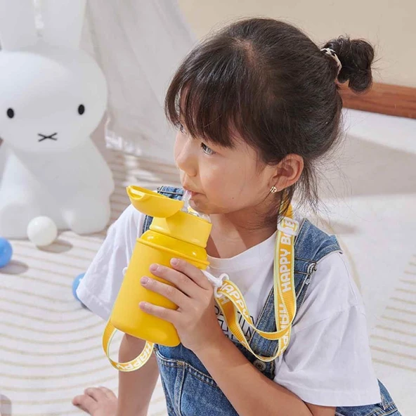 Shotay Happy Everyday Çelik Termos Matara Çocuk 480Ml Sarı - 6