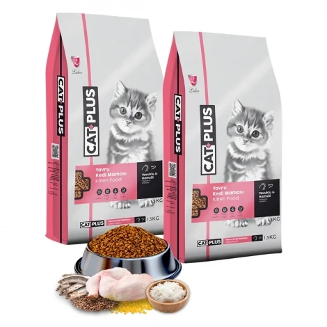 CatPlus Tavuklu Hamsili Yavru Kedi Maması 1,5 Kg x 2 Adet