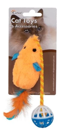 Eastland Tüylü Zilli Peluş Fare Kedi Oyuncağı  28cm