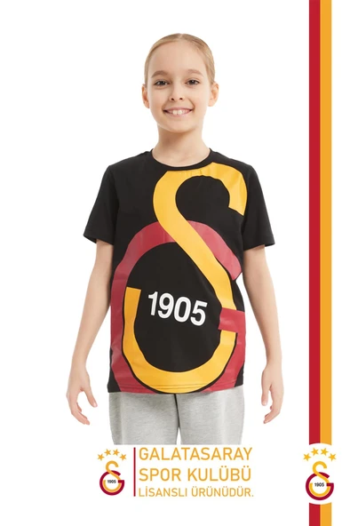 Galatasaray Orijinal Lisanslı Büyük Logo Çocuk T-shirt Gs Aslan Baskılı Hediyelik Ahşap Kutulu - 2