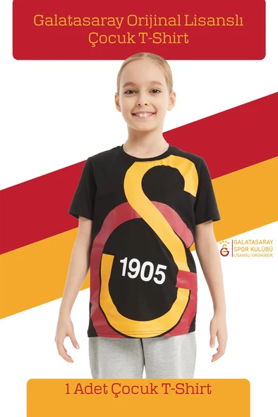 Galatasaray Orijinal Lisanslı Büyük Logo Çocuk T-shirt Kişiye Özel Ahşap Kutulu - 2