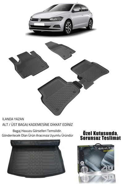 Sahler Vw Polo 2017-2025 Uyumlu 4.5D Premium Havuzlu Oto Paspas ve Liner Marka 3D Bagaj Havuzu - Resim 2