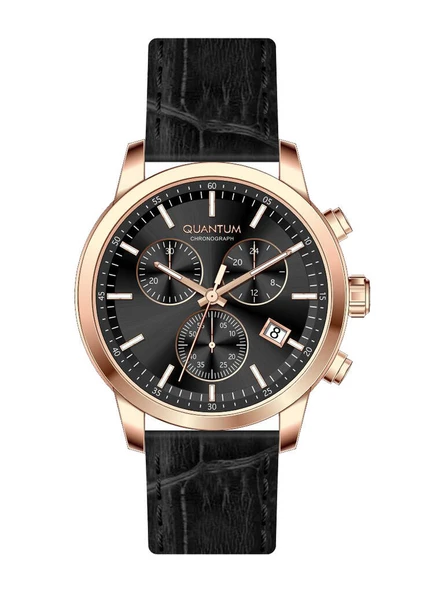 Quantum PWG1197.451 Quartz Deri Siyah 42 mm Erkek Kol Saati