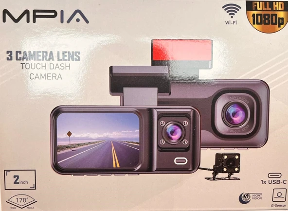 MPIA CC38 64GB Üç Kameralı (Ön+ İç+ Arka) Araç İçi Kamera WiFi Viidure App - 10