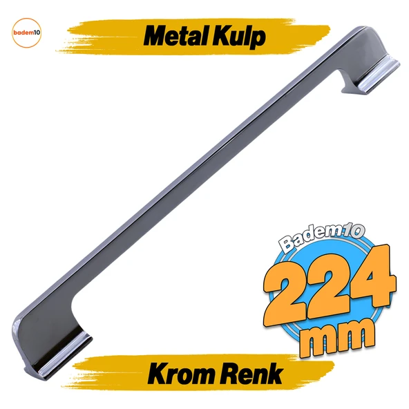Afra (224 mm - 22.4 cm) Krom Metal Mobilya Mutfak Çekmece Dolap Dolabı Kapak Kulbu Kulpu Kulpları