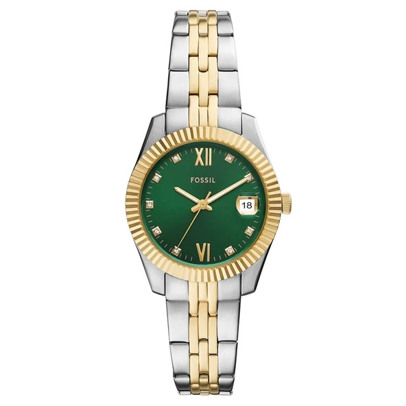 Fossil FES5388 Quartz Çelik Altın/Gri Yeşil Kadran 32 mm Kadın Kol Saati
