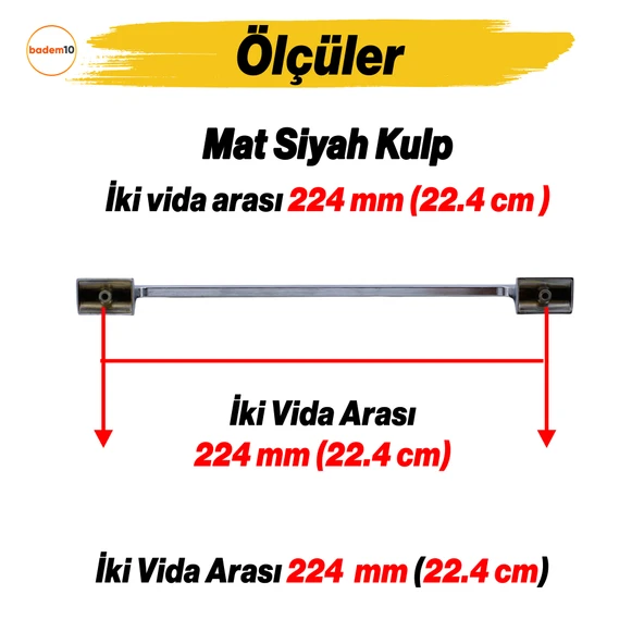Afra (224 mm - 22.4 cm) Krom Metal Mobilya Mutfak Çekmece Dolap Dolabı Kapak Kulbu Kulpu Kulpları - 2