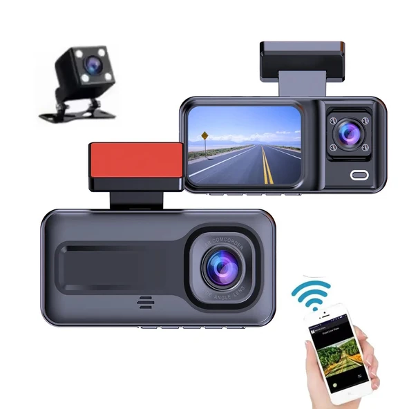 MPIA CC38 64GB Üç Kameralı (Ön+ İç+ Arka) Araç İçi Kamera WiFi Viidure App - 2