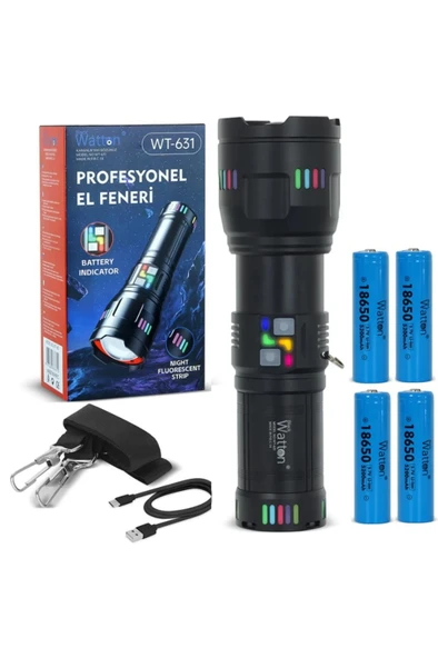 Watton Wt-631 Lazer Etkili Profesyonel El Feneri 30.000 Lümen