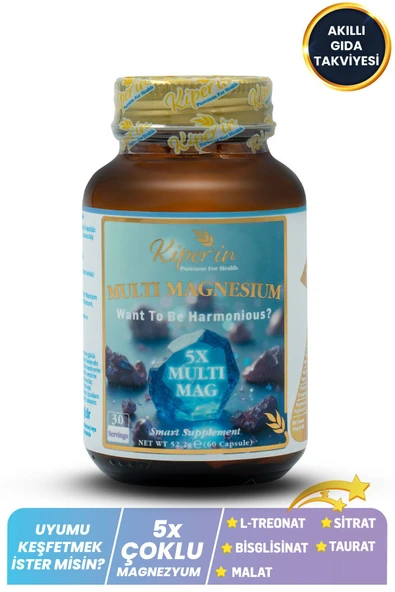 Kiperin 5x Çoklu Magnezyum (Taurat, Bisglisinat, Malat, Sitrat, L-Treonat) 60 Kapsül ürün görseli